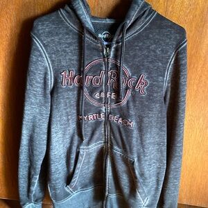 Women’s Charcoal Gray Full zip Hoodie Hard Rock Cafe Myrtle Beach Xsmall
